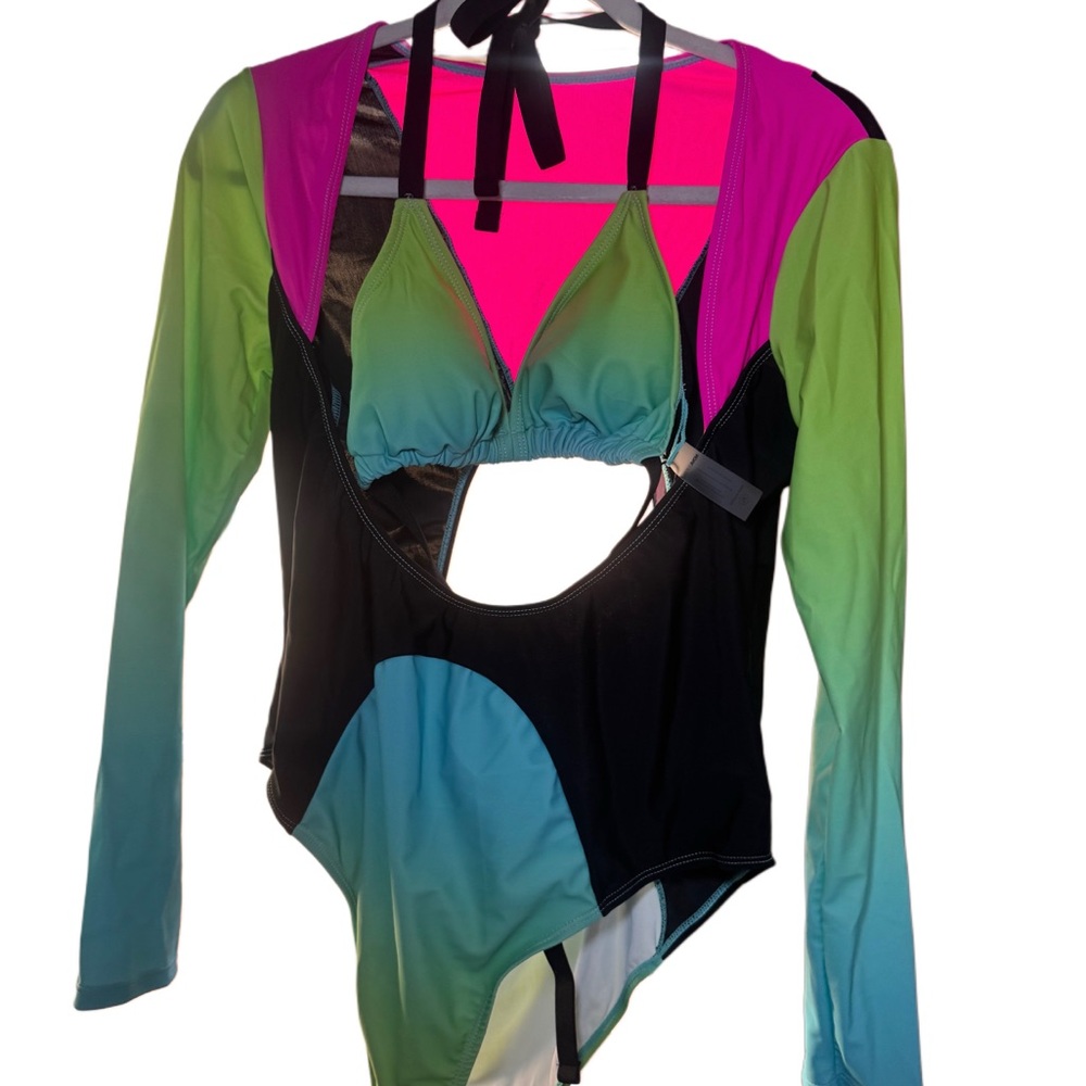 Fashion Nova Multicolor Long Sleeve Bikini